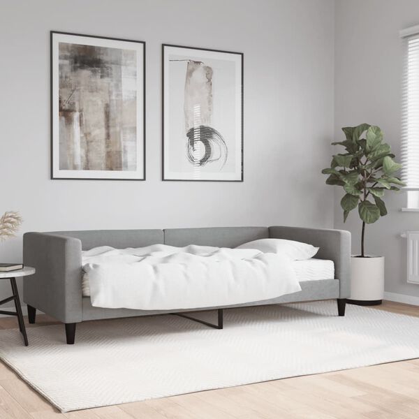 vidaXL Lit de jour avec matelas gris clair 90x190 cm tissu