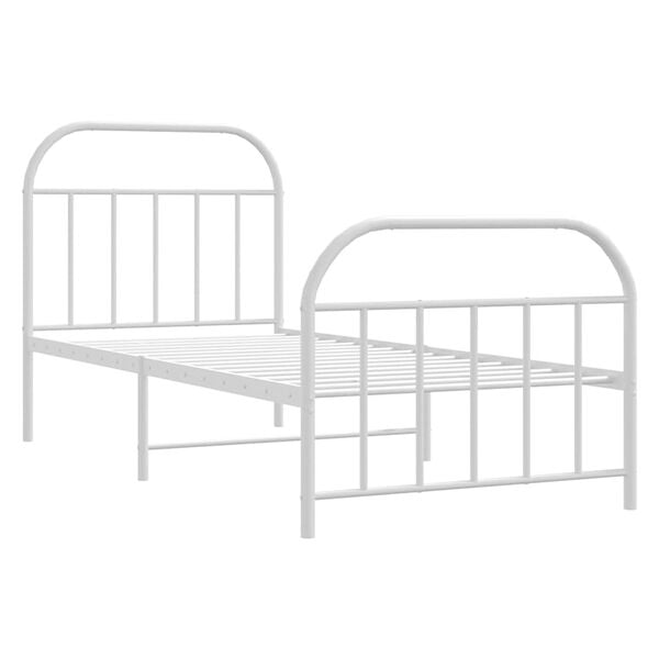 vidaXL Cadre de lit m&eacute;tal sans matelas avec pied de lit blanc 90x190cm