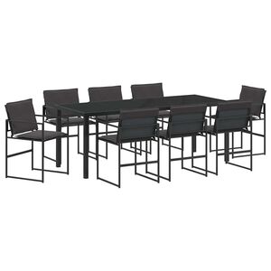 vidaXL Ensemble de salle &agrave; manger pour jardin 9 pcs Noir