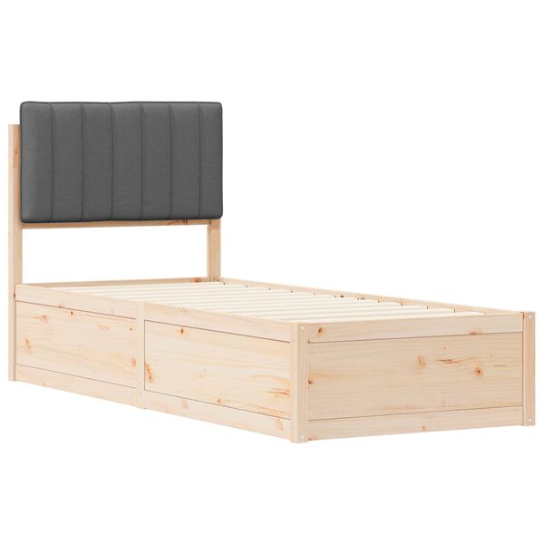 vidaXL Cadre de lit avec t&ecirc;te de lit rembourr&eacute;e Gris fonc&eacute; 75 x 190 cm