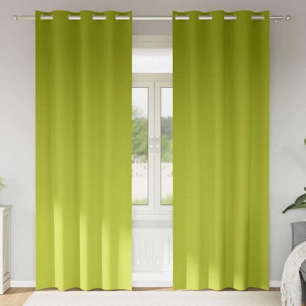 vidaXL Rideaux occultants avec anneaux 2 pcs Vert 245 x 140 cm