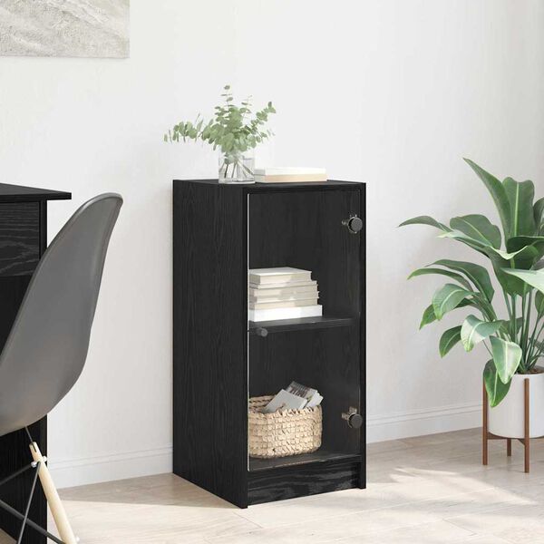 vidaXL Buffet Ch&ecirc;ne noir 35 x 37 x 76 cm Bois d'ing&eacute;nierie