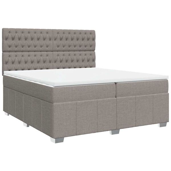 vidaXL Sommier &agrave; lattes de lit avec matelas Taupe 200x200 cm Tissu