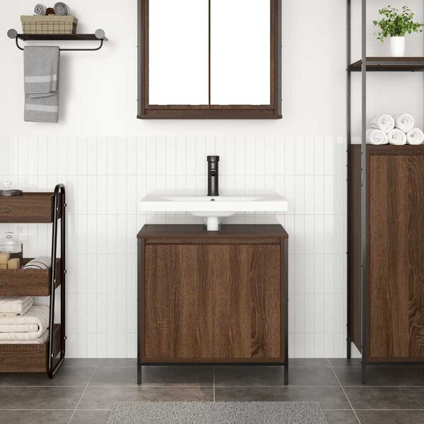 vidaXL Meuble salle de bain lavabo ch&ecirc;ne marron 60x34,5x60 cm