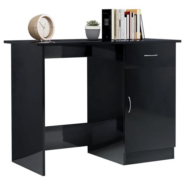 vidaXL Bureau Noir brillant 100 x 50 x 76 cm Aggloméré
