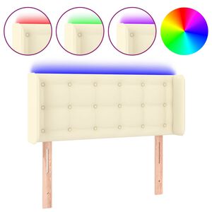 vidaXL T&ecirc;te de lit &agrave; LED Cr&egrave;me 93x16x78/88 cm Similicuir