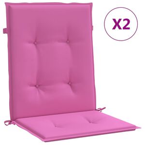 vidaXL Coussins de chaise &agrave; dossier bas lot de 2 rose tissu