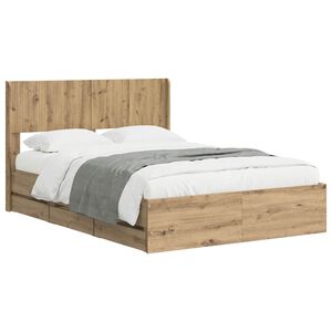 vidaXL Cadre de lit avec rangement et t&ecirc;te de lit Artisan Oak