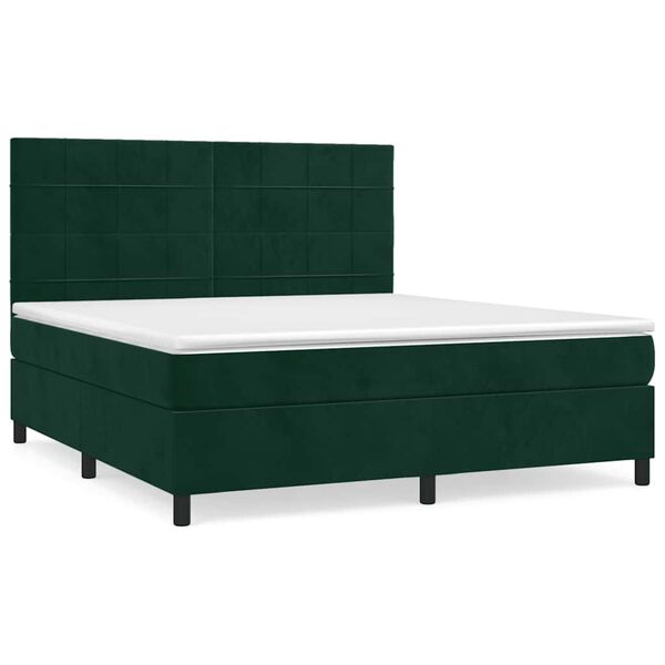 vidaXL Sommier &agrave; lattes de lit et matelas Vert fonc&eacute; 160x200cm Velours