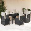 vidaXL Ensemble &agrave; manger de jardin coussins 7pcs Noir R&eacute;sine tress&eacute;e