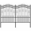 vidaXL Cl&ocirc;ture de jardin KAMPEN avec pointe en forme de lance, acier noir 240&nbsp;x&nbsp;150&nbsp;cm