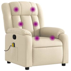 vidaXL Fauteuil inclinable de massage cr&egrave;me tissu