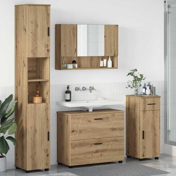 vidaXL Ensemble de mobilier de salle de bain 4 pcs Ch&ecirc;ne artisanal