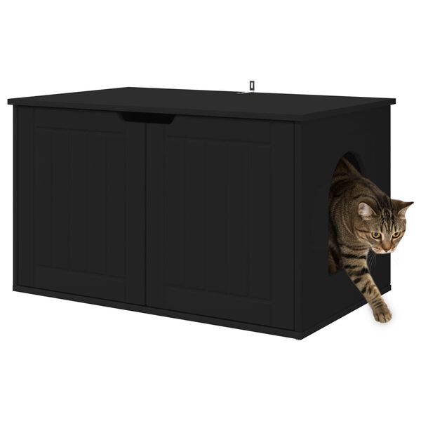 vidaXL Maison pour chat Noir 85 x 55 x 50,5 cm Bois d'ing&eacute;nierie