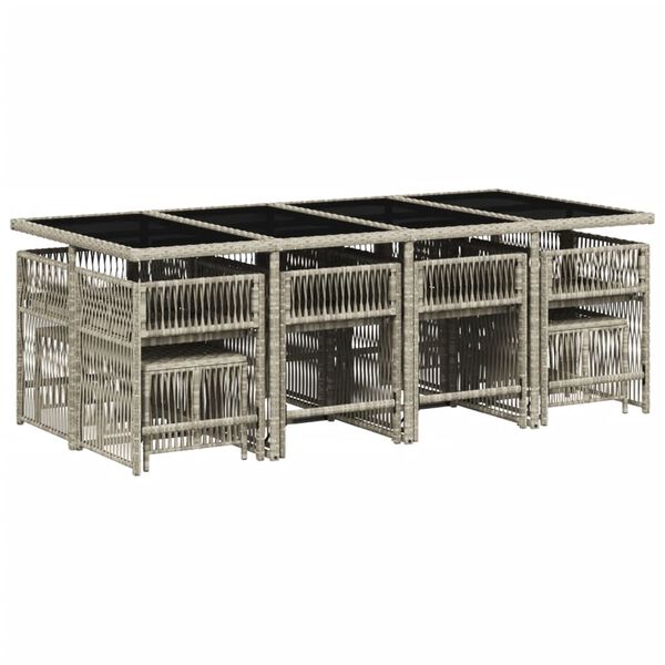 vidaXL Ensemble &agrave; manger de jardin et coussins 13 pcs gris clair rotin