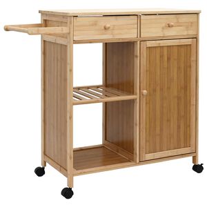 vidaXL Chariot de Cuisine avec Roues Naturel 90,5 x 36 x 86,5 cm