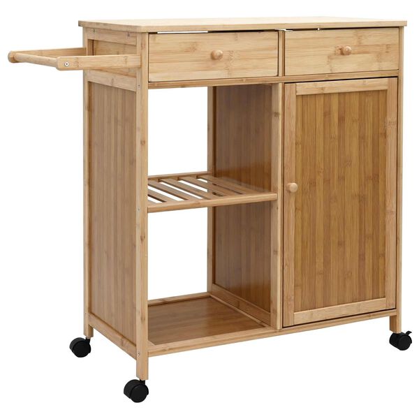 vidaXL Chariot de Cuisine avec Roues Naturel 90,5 x 36 x 86,5 cm