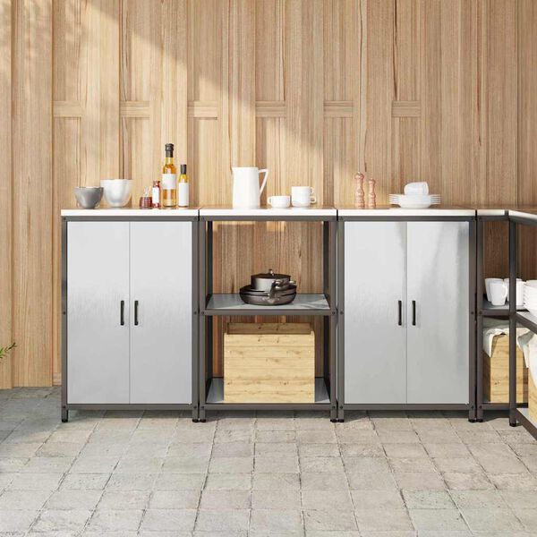 vidaXL Ensemble de rangement cuisine 3 pcs Argent&eacute; Acier inoxydable