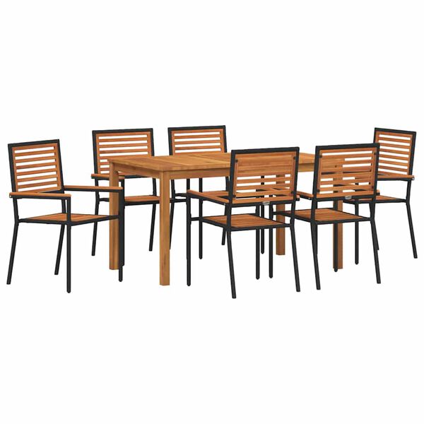 vidaXL Ensemble de salle &agrave; manger pour jardin 7 pcs Noir