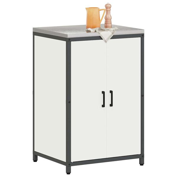 vidaXL Rangement de cuisine avec &eacute;tag&egrave;re Blanc 60 x 50 x 92 cm Acier
