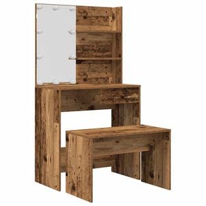 vidaXL Ensemble de coiffeuse avec LED vieux bois bois d'ing&eacute;nierie