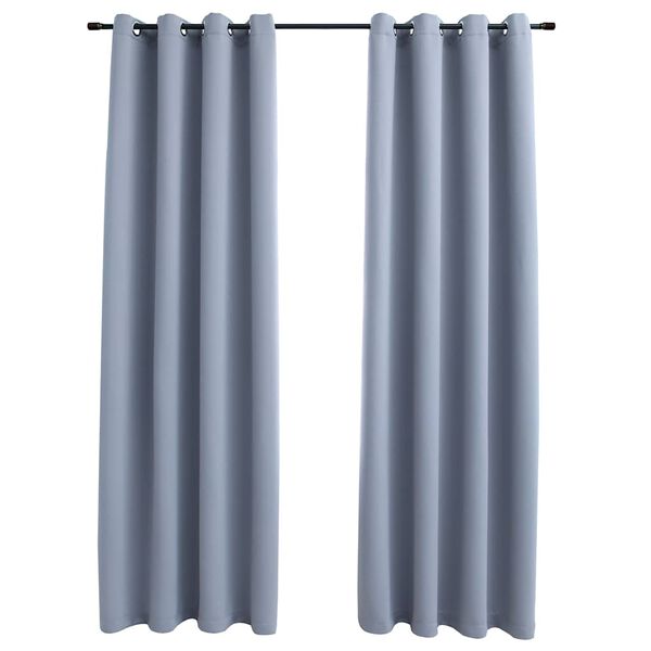 vidaXL Rideaux occultants avec anneaux en m&eacute;tal 2 pcs Gris 140x245 cm