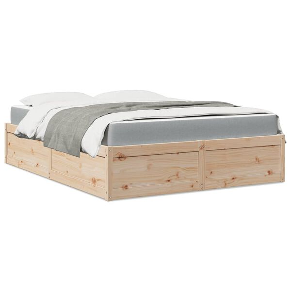 vidaXL Lit avec matelas 160x200 cm bois de pin massif