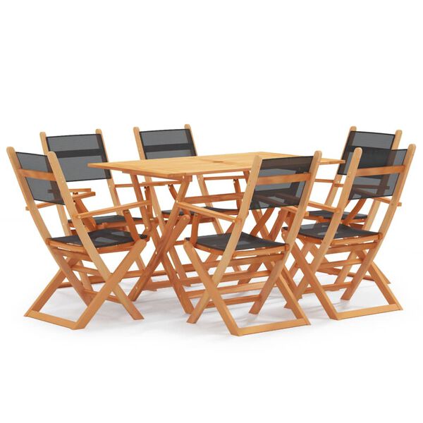 vidaXL Ensemble &agrave; manger d'ext&eacute;rieur 7pcs Noir Bois eucalyptus solide