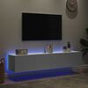 vidaXL Meubles TV muraux avec lumi&egrave;res LED 2 pcs blanc 80x35x31 cm