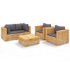 vidaXL Salon de jardin 5 pcs avec coussins Bois de teck solide