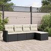 vidaXL Salon de jardin 5 pcs avec coussins noir r&eacute;sine tress&eacute;e