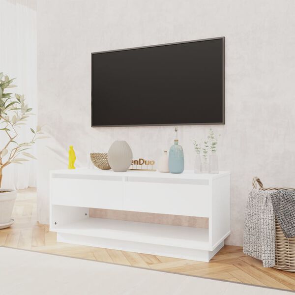 vidaXL Meuble TV Blanc 102x41x44 cm Bois d'ingénierie