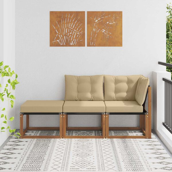 vidaXL Canap&eacute;s modulaires d'ext&eacute;rieur 3 Pi&egrave;ce Naturel et Beige