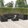 vidaXL Salon de jardin 7 pcs avec coussins Noir R&eacute;sine tress&eacute;e