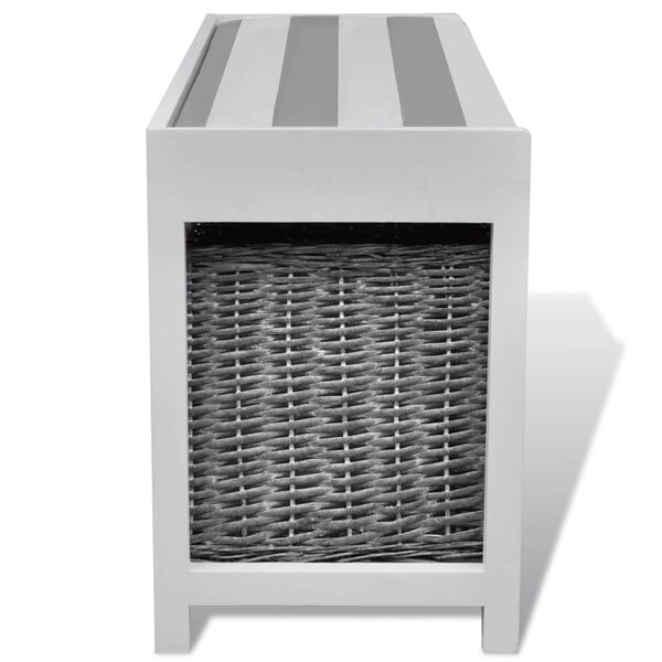 vidaXL Banc d'entrée et de rangement avec coussin 3 paniers Blanc