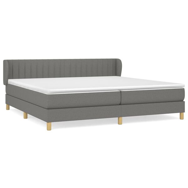 vidaXL Sommier &agrave; lattes de lit avec matelas Gris fonc&eacute; 200x200cm Tissu
