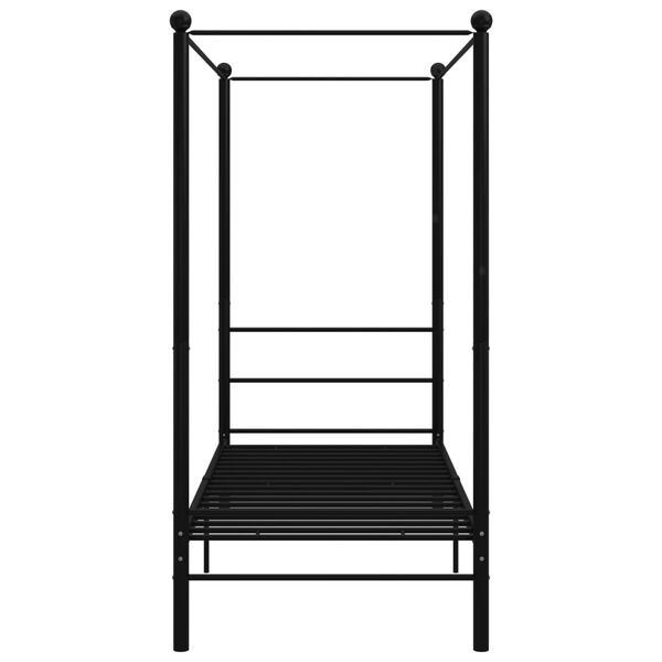 vidaXL Cadre de lit à baldaquin sans matelas noir métal 90x200 cm