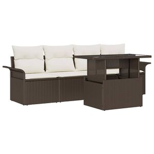 vidaXL Ensemble de canap&eacute; de jardin 5 pcs Marron Poly Rattan