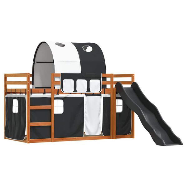 vidaXL Lit superpos&eacute; sans matelas avec toboggan blanc noir 80x200 cm