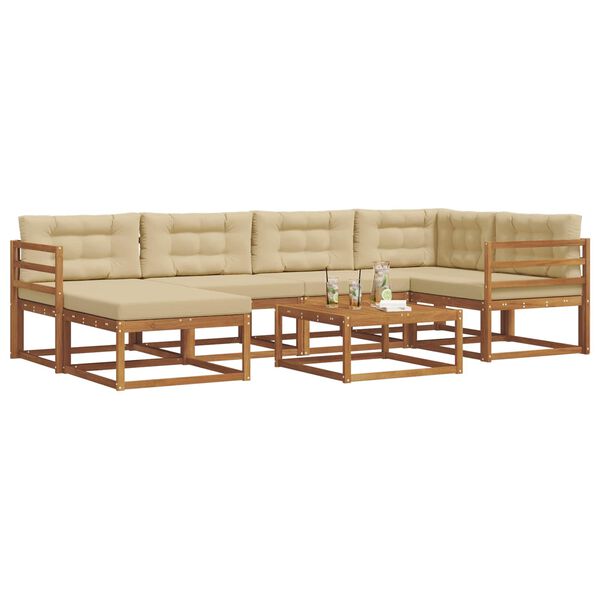 vidaXL Ensemble de canap&eacute;s d'ext&eacute;rieur 7 pcs Naturel et Beige