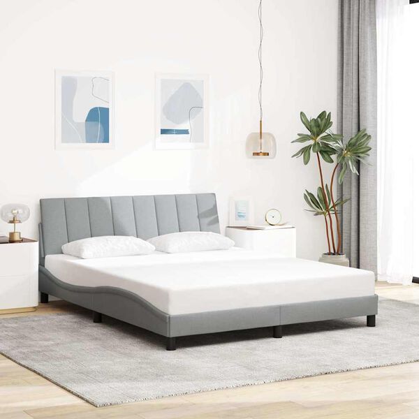 vidaXL Cadre de lit sans matelas Hanko gris clair 160x200 cm tissu