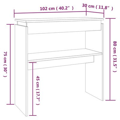 vidaXL Table console Chêne fumé 102x30x80 cm Bois d'ingénierie
