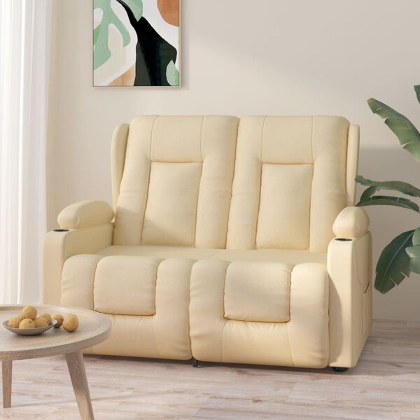 vidaXL Fauteuil de massage inclinable et porte-gobelets 2 places crème