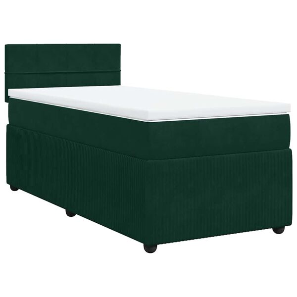 vidaXL Sommier &agrave; lattes de lit et matelas Vert fonc&eacute; 80x200 cm Velours