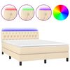 vidaXL Sommier &agrave; lattes de lit avec matelas LED Cr&egrave;me 140x200 cm Tissu