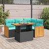 vidaXL Salon de jardin 5 pcs avec coussins noir résine tressée acacia