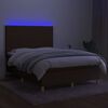 vidaXL Sommier &agrave; lattes de lit matelas et LED Marron fonc&eacute; 140x200 cm