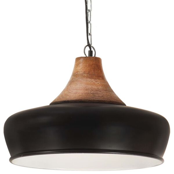 vidaXL Lampe suspendue industrielle Noir Fer et bois solide 26 cm E27
