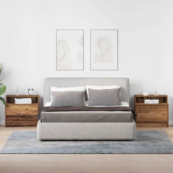 vidaXL Tables de chevet avec tiroir 2 pcs vieux bois 51x31x47 cm