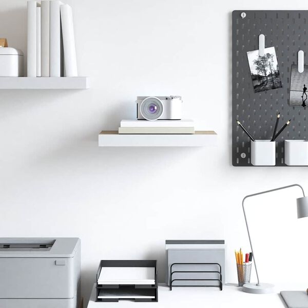 vidaXL &Eacute;tag&egrave;re murale flottante ch&ecirc;ne et blanc 50x23x3,8 cm MDF